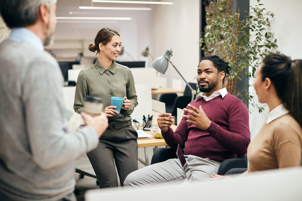 group of people talking